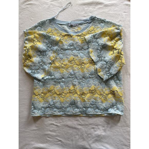 ZARA W&B Yellow & Blue Lace Floral Knit Top – Size M - Picture 1 of 6